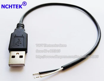 NCHTEK Male USB Konektor 2 Drôt/2pin Napájací Kábel, Kábel Konektory , USB Muž Viesť Kábel 30 cm/doprava Zdarma/8PCS
