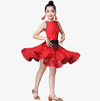 Nové Dievča krátke Rukávy Štandardné latinské Tanečné Šaty Deti Ballroom Dance Šaty Deti Salsa Rumba, Cha Cha Samba Tango Šaty