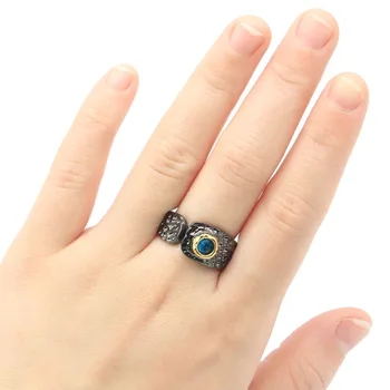 7x7mm Neo-Gotickom Vytvorené Paríž Blue Topaz Ružová Kunzite Pre Dámy Ulici Šperky Cool Čierne Kovové Strieborné Prstene