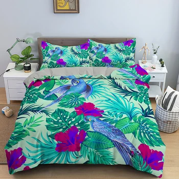 Tropické Listy posteľná bielizeň Sady Flamingo Perinu Obliečky Twin/Queen/King Size Posteľou, Izba Pre Deti, posteľná bielizeň pre Deti, Dievčatá