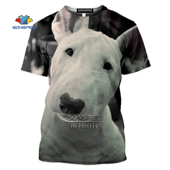 SONSPEE Zábavné Bull Teriér Psy pánske T-shirt 3D Tlač Roztomilý Zvieratá Lete Bežné Tričko Ženy O-krku Fitness Ulice, Hip Hop Hore