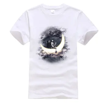 Mesiac Plachetnica Kozmonaut Spaceman T-Shirt Bavlnenej Tkaniny na Mieru Topy Tees Úplne Nové 3D Vytlačené Tričko pre Mužov