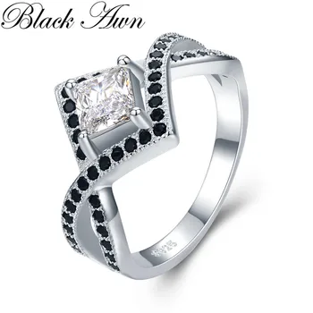 Klasické 4g 925 Sterling Silver Jemné Šperky Bague Black Spinelovou Snubné Prstene pre Ženy, Dievča, Párty Darček Bijoux C472