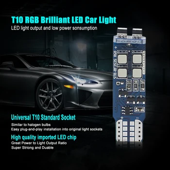 AOTOINK T10 W5W RF Ovládanie RGB Led Auto Vzdialenosť Svetiel RGB T10 LED 194 168 Žiarovka na Diaľkové Interiéru Dome špz Svetlo EJ
