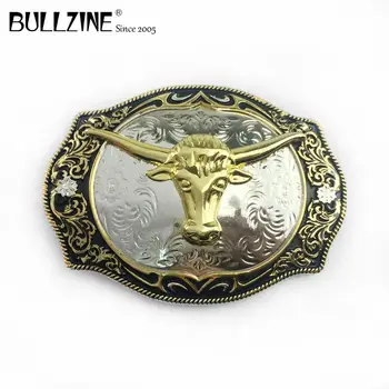 Na Bullzine bull hlavu pracky pásu so striebrom a zlatom prevedení FP-03656 pre 4cm, šírka prichytenie na opasok