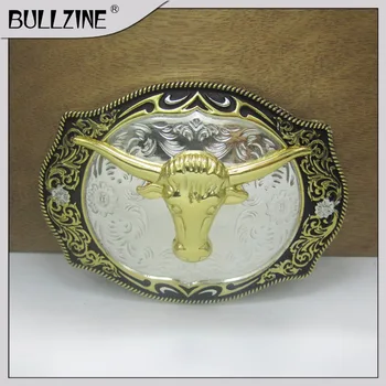 Na Bullzine bull hlavu pracky pásu so striebrom a zlatom prevedení FP-03656 pre 4cm, šírka prichytenie na opasok