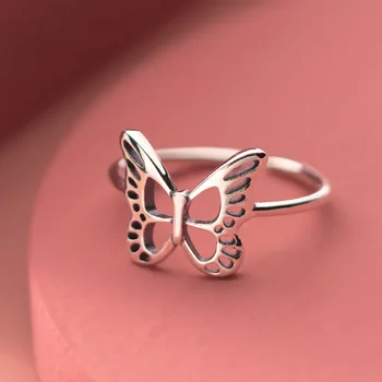 Trustdavis Reálne 925 Sterling Thai Striebro Sladké Hmyzu Motýľ Otvorenie Prstene Pre Ženy, Svadobné Party Jemné S925 Šperky DA1718