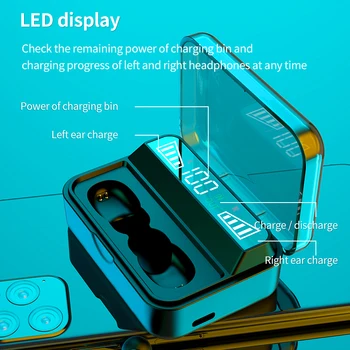 Nové 2020 Bezdrôtové Slúchadlá Bluetooth Slúchadlá Dotykové Ovládanie LED Displej 2200mAh Charge Box Sport Vodotesné Slúchadlá Slúchadlá