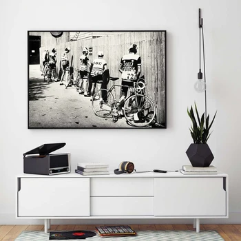 Požičovňa Cyklista Plagát Čierna Biela Bicykli Vintage Photo Plátno Na Maľovanie Na Stenu Umenia, Tlače Obrázku Pre Obývacia Izba Domova
