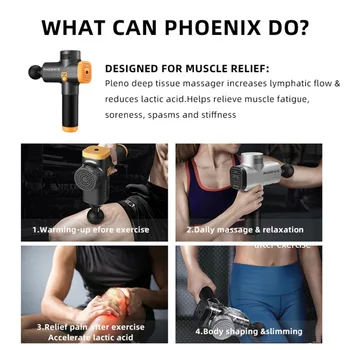 Phoenix A2 Masáž Zbraň Svalovú Relaxáciu Hlboké Tkaniva Masér Dynamické Terapie Vibrátor Tvarovanie Úľavu Od Bolesti Chrbta Nohy Masér