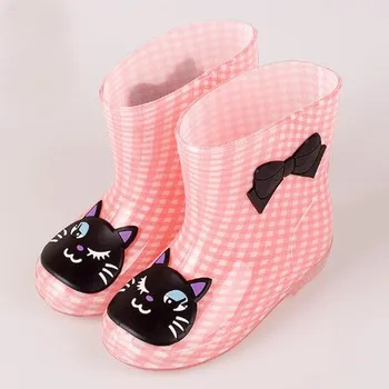 Chlapec Dievča Dážď Topánky Candy-farebné Kreslené Non-slip Všetky Sezóny Dieťa Gumené Topánky Jelly Nepremokavé PVC Boot