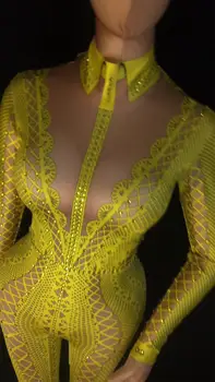 3D Vytlačené Úsek Jumpsuit Ženy Kamienkami Jeden Kus Kombinézu Sexy Oblečenie Fáze Oblečenie Spevák, Tanečník Výkon Kostým