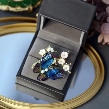 SINZRY originálne handmade šperky, prírodné perly shell epoxidové motýľ brošňa pin dámske šaty šperky príslušenstvo