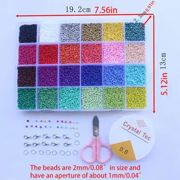 24000Pcs 24 Grid 2 mm Malé Sklenené Osiva Korálky pre Šperky Robiť Zmiešané Nepriehľadné Farby DIY Náramky, Náhrdelníky Remesiel Súpravy