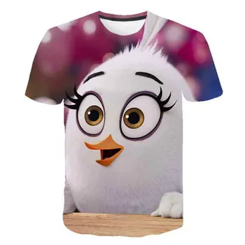 Detské oblečenie 3D tlač angry birds cartoon T-shirt, chlapci a Dievčatá v Lete kvalitné top 4t-taktné-14t