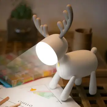Usb Nabíjateľné Jeleň Led Nočné Osvetlenie, Silikónové Zvierat Cartoon Stmievateľné Stolná Lampa Pre Deti detský Baby Darček Posteli Spálňa 1W