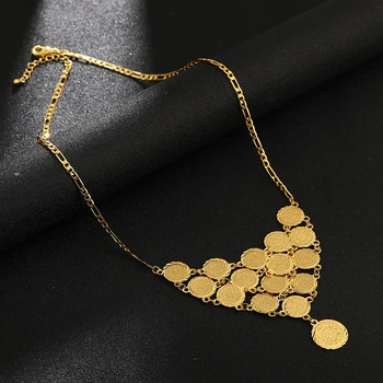 Arabský staroveké MINCE reťaze náhrdelník pre Ženy je Zlatá Farba Blízkom Východe, Mince, Šperky Svadby/Strana Darček