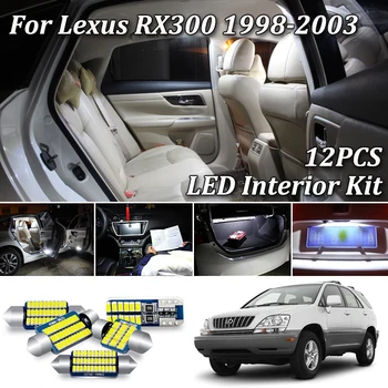12Pcs Žiadna Chyba Biela, Canbus Pre Lexus RX 300 RX300 Interiérové LED Svetlo + špz na Čítanie Súprava (1998-2003)