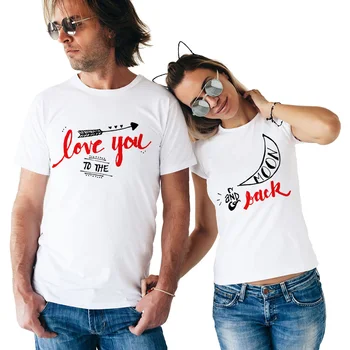 Milujem ťa, Na Mesiac a Späť Dvojica T-Shirt Pár Tričká pre Milovníkov 2018 Bežné Zodpovedajúce Pár Oblečenie Valentine ' s Top Tees