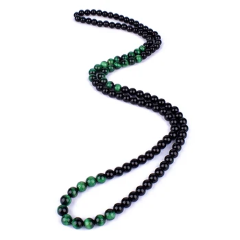 Prírodné Obsidian Zelená Tigrie Oko, Náhrdelníky, Korálky Ženy Móda Prírodné Onyxs Jogy Modlitba Šperky Nové Collier Homme Drop shipping