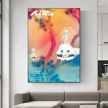Kanye West Kid Cudi - Deti Vidieť Duchov Album Plátno na Maľovanie Pop Music Kryt Hudobné Hviezdy Plagáty a Vytlačí Wall Art Obraz Dekor