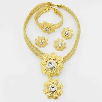 Svadobný dar módne vysokej kvality Afriky šperky set žena náhrdelníky náušnice, náramok cestovné zlaté šperky nastaviť