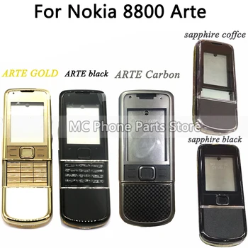 Plný Bývanie Pre Nokia 8800 Arte Carbon 8800 Sapphire ARTE Späť Kryt Batérie Stredný Rám Doska S Tlačidlo Klávesnice
