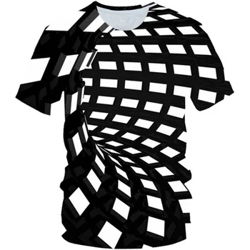 Nové 2020 detské Letné Čierne Biele tričko Chlapci Dievčatá Farebné Psychedelic Vortes Otvor 3D Tlač T-shirt Deti Cool Tričká Topy