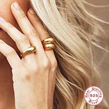 ROXI Trendy Veľké Lesklé Prstene pre Ženy, Mužov, Svadobný Prsteň 925 Sterling Silver Prst Krúžky Zásnubný Prsteň Jemné Šperky Anillo
