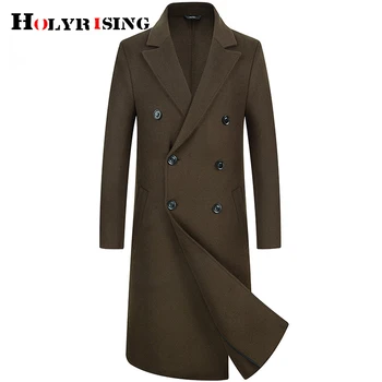 Holyrising Ručne šité Mužov obojstranné super long double-breasted vlny kabát manteau homme zimný kabát mužov 19040-5