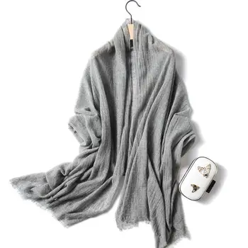 Naizaiga cashmere pevné hrubé zimné teplé ženy šatku dlho veľká veľkosť luxusné tenké sivá fialová šatka , DX43