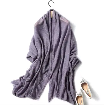 Naizaiga cashmere pevné hrubé zimné teplé ženy šatku dlho veľká veľkosť luxusné tenké sivá fialová šatka , DX43