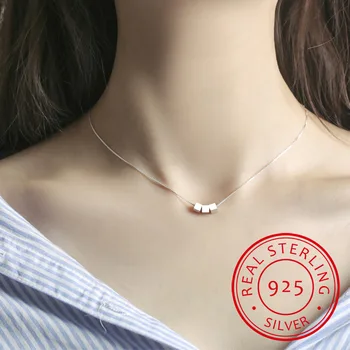 925 sterling silver tri malé políčko náhrdelník prívesok clavicle reťazca žena dizajn, jednoduché krátke odseku wild kórejských študentov