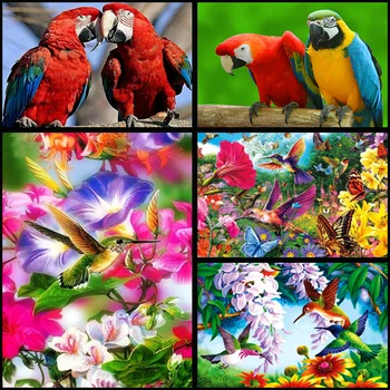 5D DIY plný Diamond Maľby Zvierat Papagáj Kvet, Vták, Zviera Diamond Výšivky, Vianočné Dekorácie