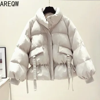 8 Pevných Farieb Bavlna Parkas Žien Outwear kórejský Štýl Jeseň Zima Nadrozmerné Kabáty Bundy 2020 Nové Oblečenie pre Ženy