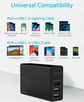 UTBVO 100W TYP-C, USB-C Napájací Adaptér, PD100W Nabíjačka Pre USB-C Notebooky MacBook, MacBook Pro/Air Pro iPad, QC3.0 USB pre Samsung iPhone