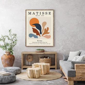 Moderné Abstraktné Siluetu Matisse Béžová Kvetinový Plagát Plátne, Obrazy Na Stenu Umenie Vytlačí Obrázok Interiéru Domov, Obývacia Izba Dekor