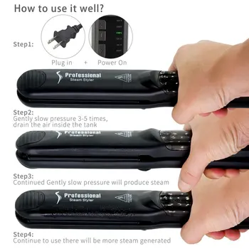 RESUXI Professional Hair Straightener Steampod LED Keramické para Vlasy ploché Železo Elektrické Curler na Vlasy Valčeky kulma