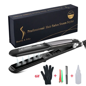 RESUXI Professional Hair Straightener Steampod LED Keramické para Vlasy ploché Železo Elektrické Curler na Vlasy Valčeky kulma