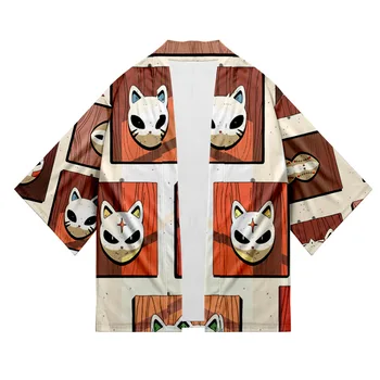 Kimetsu č Yaiba 3D Tlač Japonské Anime Kimono Haori Yukata Cosplay Žien/Mužov v Lete Bežné Pohode Streetwear