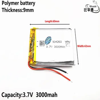 Dobrý Qulity 3,7 V,3000mAH 904260 Polymer lithium ion / Li-ion batéria pre tablet pc BANKA,GPS,mp3,mp4