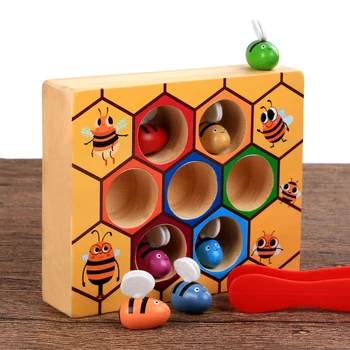 Deti Drevené Úľ Hry Inteligencie Rovnováhu Školenia Hračky Skoro Montessori Detstve Hračka Klip Malé Hračky Bee