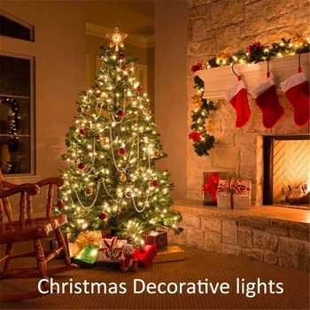 5M 50Lights Solárne LED Medený Drôt String Svetlo Domov Vonkajšie Solárne Medený Drôt Svetlo String Víla Vianočné Party Decor