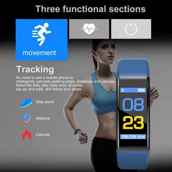 115 PLUS Smart Hodinky Srdcového tepu, Krvného Tlaku Fitness Tracker Smartwatch Športové Hodinky pre ios android + BOX Muži Ženy