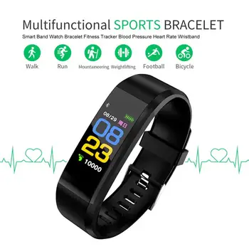 115 PLUS Smart Hodinky Srdcového tepu, Krvného Tlaku Fitness Tracker Smartwatch Športové Hodinky pre ios android + BOX Muži Ženy