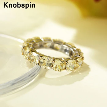 Knobspin Luxusné 925 Sterling Silver Žltá Snubné Prstene Pre Ženy 5*5 mm Vysokým počtom atómov Uhlíka Diamant Strany Jemné Šperky Darček