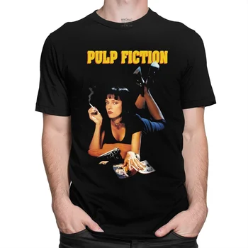 Vintage Pulp Fiction T Shirt Mužov Bavlna Mia Wallace Tričko Quentin Tarantino Tee Top Krátke Rukávy Streetwear T-shirt Merch Darček