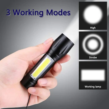 Prenosný Mini LED Baterka KLAS + XPE Pracovné Svetlo Zoomovateľnom Pochodeň USB Nabíjateľné 3 Osvetlenie Režime pre Domáce Vonkajšie Osvetlenie