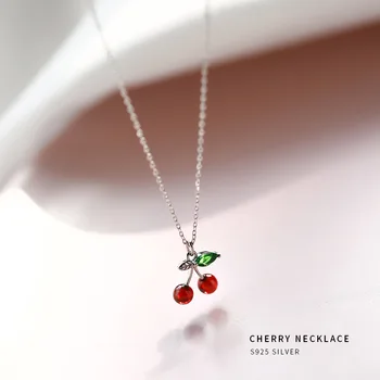 925 Sterling Silver Červeného Prírodného Kameňa Cherry, Granát, Náhrdelníky Pre Ženy Originálne Strieborné Šperky, Náhrdelníky Darček