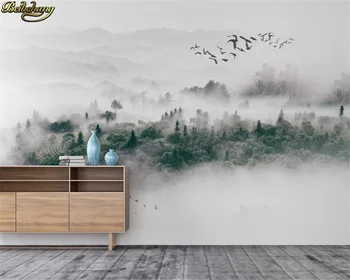 Beibehang 3d tapeta nástenná maľba minimalistický Nordic štýl lietajúci vták hmla borovicového lesa cloud TV pozadí steny abstraktných de porovnanie